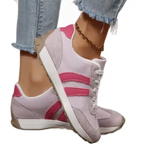 Stylish women's pink chunky platform sneakers with breathable mesh for spring summer