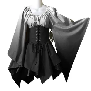 Abito medievale gotico rinascimentale con maniche a campana per cosplay di Halloween