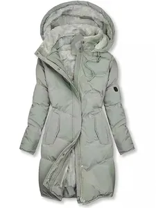 Women Mid-Length Hooded Winter Cotton-Padded Jacket Thickened Warm Quilted Windproof Coat Faux Fur Lining Outerwear