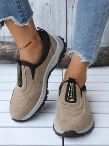 Chaussures de loisirs d'extérieur en daim kaki à semelle épaisse pour couples tendance