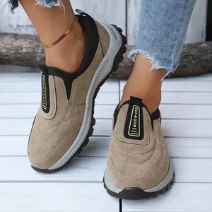 Chaussures de sport d'extérieur kaki à semelle épaisse pour hommes et femmes, suède