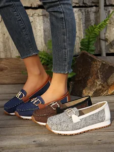 Side view of stylish and comfortable women's platform loafers in four versatile colors