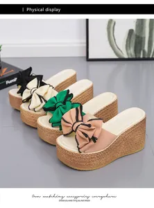 Stylish platform wedge sandals with large bows in multiple colors for summer