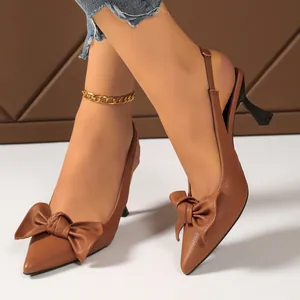 Women Slingback Pointed Toe Sandals Elegant Bow High Heel Stiletto Sandals For Summer Office Banquet Fashion Party Shoes