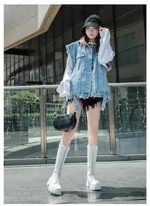 Stylish white chunky lace-up knee-high boots featuring platform soles and side zippers