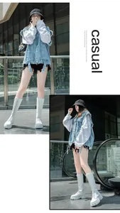 Street style detail of white lace-up knee-high platform boots on model.