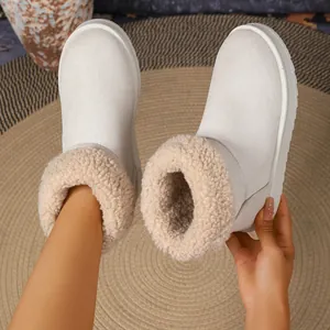 Warme witte wintersneeuwlaarzen met dikke pluche voering voor dames