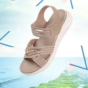 Sandali con Zeppa Bohemian da Donna Scarpe da Spiaggia Estive Leggere in PU MD con Cinturini Intrecciati Incrociati Comodi