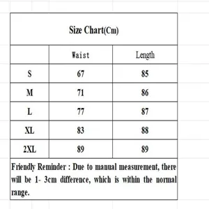 Comprehensive size chart for high waist midi umbrella skirt showing waist and length