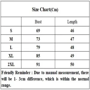 Detailed size chart for women's ice silk shirt set, S to 2XL bust and length specifications.