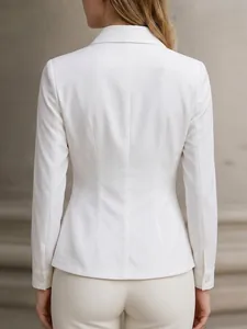 Back view of a professional slim fit long sleeve white shirt with waist-narrowing design