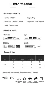 Size chart and washing instructions for French style lapel trench coat
