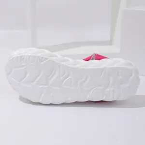 Detailed view of white platform sandal sole showing wavy anti-slip tread pattern and size 37