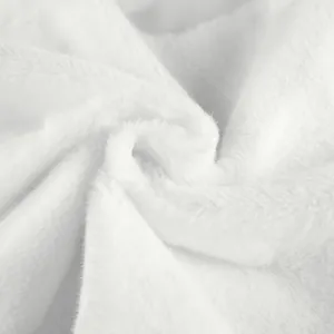 Detailed close-up showing the soft and dense white faux mink fur material texture