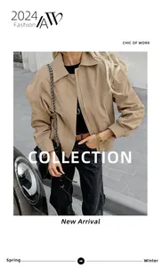 Stilvolle khakifarbene Bomberjacke mit französischem Kragen für Damen im Urban-Look