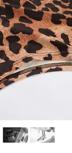 Close-up of leopard print knitted bodysuit fabric showing detailed stitching and texture