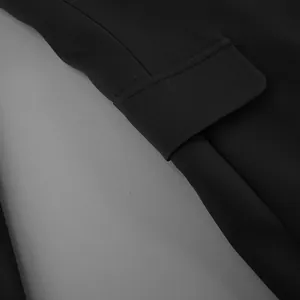 Detailed macro view showing precision stitching on high-quality black women's blazer cuff