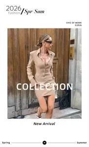 Elegant khaki textured long-sleeved bodycon dress with waist pleats and button detail