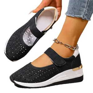 Stylish lightweight hollow-out Mary Jane sneakers with breathable mesh and platform sole