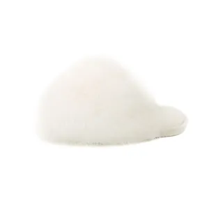 Soft white fluffy closed-toe slippers for women, cozy winter variant