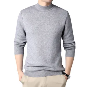 Maglione da uomo grigio a collo alto, pullover minimalista per l'autunno e l'inverno.