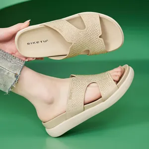 Chanclas de Plataforma para Mujer con Diamantes de Imitación Brillantes Sandalias de Playa de Verano Suela Gruesa Antideslizante
