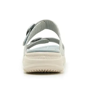 Rear view of breathable hollow platform slide sandals with non-slip soft sole