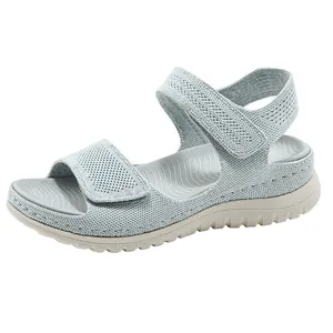 Women's sporty casual mesh platform sandals with adjustable hook and loop straps