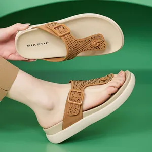 Sandali Infradito con Plateau e Strass da Donna Ciabatte da Spiaggia con Zeppa e Fibbia Scarpe Estive Comode
