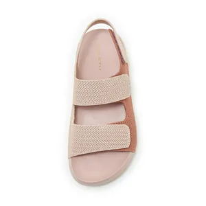Sandalias tejidas rosas para mujer con doble tira de velcro y suela muy blanda