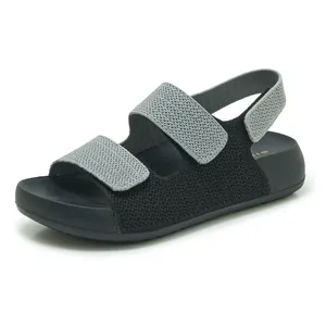 Sandalias de verano de punto casual con correas de velcro dobles y suela negra suave
