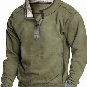 Herren Herbst Winter Langarm-Sweatshirt aus Wildlederimitat mit halbem Reißverschluss