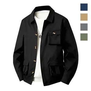 Herren Utility Jacke Wasserdicht Mehrere Taschen Einfarbig Steif Polyester Outdoor Lässig Mit Kapuze Mantel Für Männer
