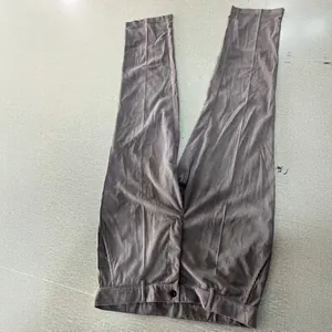 Men's casual straight-leg corduroy trousers with fine ribbed texture in brown