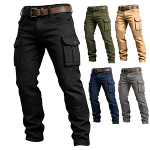 Men's 100% Cotton Cargo Pants Multi-Pocket Tactical Outdoor Casual Trousers Patchwork Straight Leg Work Pants For Men