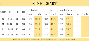 Comprehensive size chart for women's polka dot wide-leg cropped denim jeans with US UK sizes