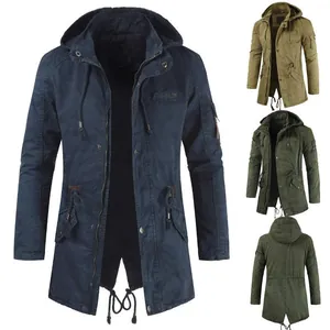 Professional men's slim-fit hooded zip-up jacket in navy blue, khaki, and olive
