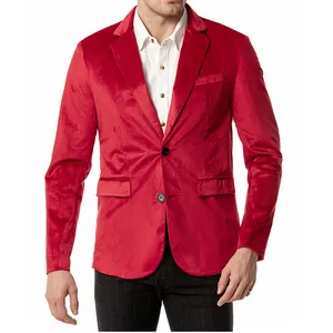 Elegante rode fluwelen herenblazer met 2 knopen voor bruiloften en formele feesten