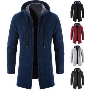 Chaqueta de punto de chenilla con capucha para hombre y forro polar cálido en varios colores.