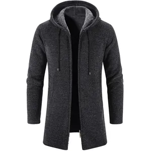 Cárdigan con capucha para hombre de chenilla forrado de felpa antracita con cremallera