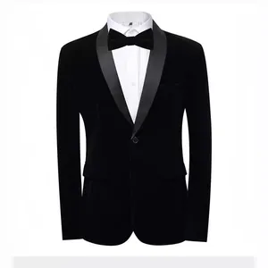 Men's Velvet Suit Set Shawl Lapel Slim Fit Tuxedo Blazer Jacket British Style Formal Party Hosting Outfit X30