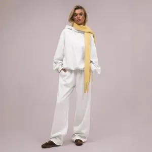 Zweiteiliges einfarbiges Trainingsanzug-Set mit Kapuzenpullover und Lounge-Hose für Damen