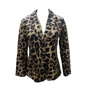 Stijlvolle damesblazer met luipaardprint, lichte en casual jas met slim fit