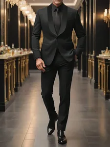 Herren Business Anzug Oberteil Und Unterteil Solid Polyester Slim Fit Blazer Hose Für Hochzeit Bankett Formelle Bürokleidung