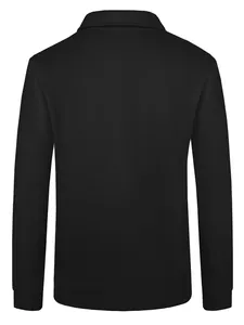 Back view of a men's black long-sleeve wool jacket with a classic lapel collar.