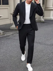 Schwarzer Slim-Fit-Anzug für Herren, zweiteilig, ideal für Business und Hochzeiten