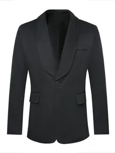 Vorderansicht des schwarzen Smoking-Blazers für Herren mit Schalkragen