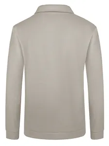 Rear view of men's casual wool-like jacket with turn-down collar in light beige