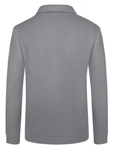 Back view detail of a grey men's long-sleeved casual wool jacket with soft warm texture