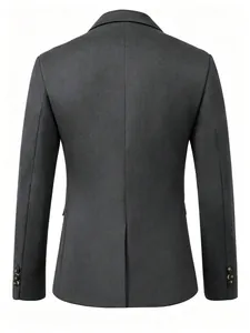 Vue arrière d'un blazer en daim vintage pour homme gris anthracite, montrant texture